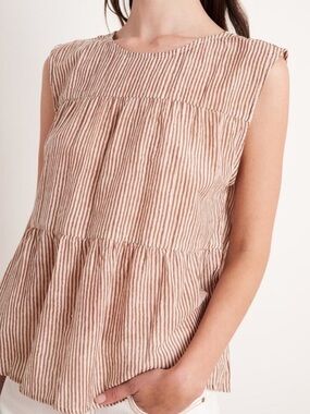 Velvet by Graham and Spencer Tatum Stripe Tiered Sleeveless Top Womens S